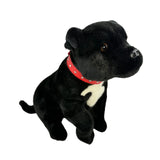 FAIRE: FurTastic Friends by Bocchetta Plush Toys Stuffed Dog Black Sitting Staffordshire Bull Terrier Handmade Realistic Eco Friendly 32cm/12.6"