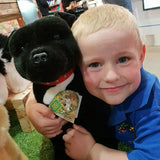 FAIRE: FurTastic Friends by Bocchetta Plush Toys Stuffed Dog Black Sitting Staffordshire Bull Terrier Handmade Realistic Eco Friendly 32cm/12.6"