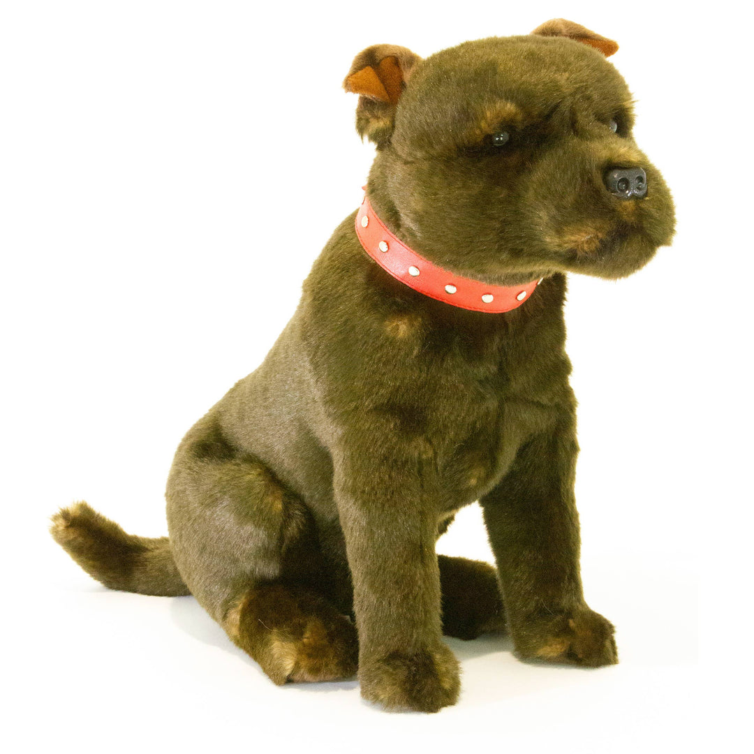 FAIRE: FurTastic Friends by Bocchetta Plush Toys Stuffed Dog Brindle Staffordshire Bull Terrier Handmade Realistic Eco Friendly 32cm/12.6"