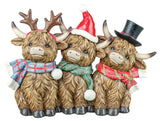 HOLIDAY CHARACTERS HIGHLAND COW TRIO Statue