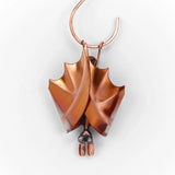 Handmade Copper Sleeping Bat Hanging Small