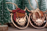 Faire-Honey Glow Designs christmas ornaments Highland Cow Ornament - Mooooey Christmas Cow Ornament - Wooden Farmhouse Ornament