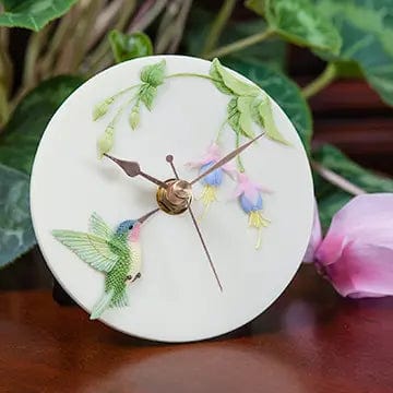 Faire-Ibis and Orchid Design Wall Clock Hummingbird Vine Clock