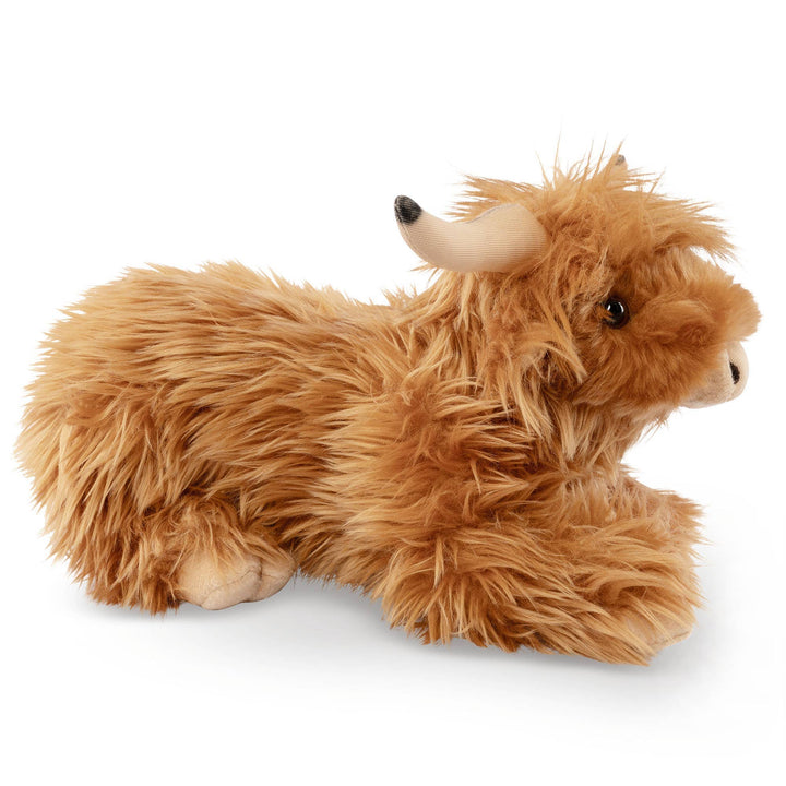 Faire-Keycraft Stuffed Animals Lying Highland Cow Plush Eco Friendly Realistic