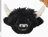 Faire: La Luna Bella - Toys Black Highland Cow Squeezy Bead Plush Ball 3" Super Soft