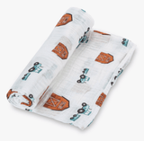 Faire-LollyBanks LollyBanks Swaddle blanket set Farm Scene Set of Muslin Swaddle Blankets by LollyBanks- Pig, Cow, Tractor