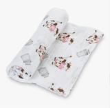 Faire-LollyBanks LollyBanks Swaddle blanket set Farm Scene Set of Muslin Swaddle Blankets by LollyBanks- Pig, Cow, Tractor