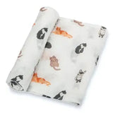 Faire-LollyBanks Swaddle Blanket Kitty Cat Cotton Muslin Swaddle Blanket by Lolly Banks