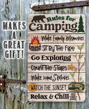 Faire-Lone Star Art camping sign 8 x 12 Rules for Camping Inspirational Metal Sign