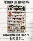 Faire-Lone Star Art camping sign 8 x 12 Rules for Camping Inspirational Metal Sign