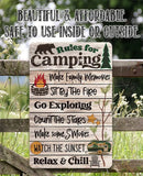 Faire-Lone Star Art camping sign 8 x 12 Rules for Camping Inspirational Metal Sign