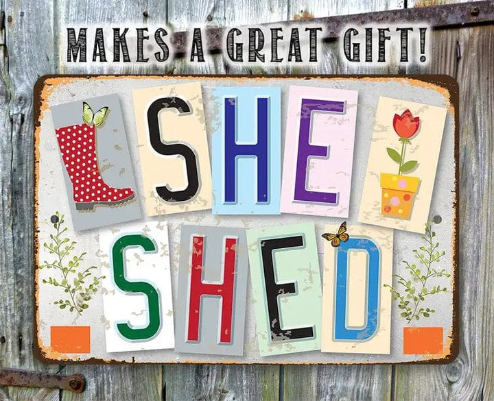 Faire-Lone Star Art Novelty Signs 8 x 12 She Shed Metal Sign for Gardeners Made in the USA