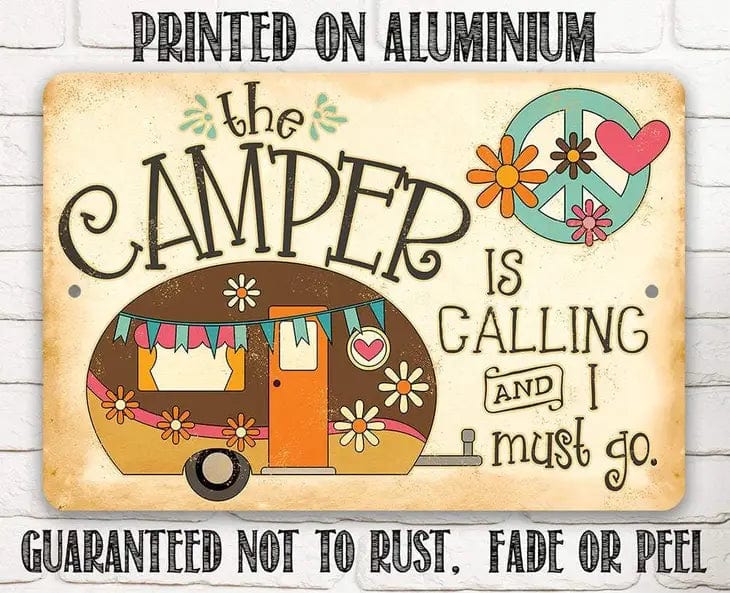 Faire-Lone Star Art Novelty Signs 8 x 12 The Camper is Calling - Metal Sign Made in the USA