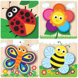 Faire-Masterpieces Puzzles Insects Chunky Wood Puzzles - Kids 4 Pack-Farm, Dinosaur & Garden Bugs