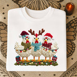 Faire-NVC Ecommerce LLC Faux Yarn Crochet Chicken Christmas Shirt or Sweatshirt-BLACK