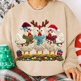 Faire-NVC Ecommerce LLC Faux Yarn Crochet Chicken Christmas Shirt or Sweatshirt-BLACK
