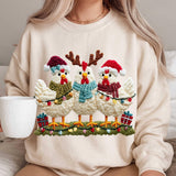 Faire-NVC Ecommerce LLC Faux Yarn Crochet Chicken Christmas Shirt or Sweatshirt-BLACK