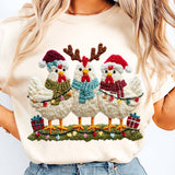 Faire-NVC Ecommerce LLC Faux Yarn Crochet Chicken Christmas Shirt or Sweatshirt-BLACK