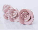 Rose Ceramic Knobs Set of 6-Handcrafted Victorian Style Pink