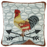 FAIRE Pillow Cover Break of Day Rooster Hooked 18" Pillow Cover