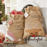 Faire-Poppy Lee Lane Rudolph Cute Country Christmas Gift Sack with Drawstring Santa Sack | 28” x 20”