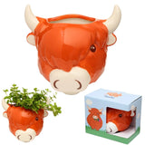 faire-puckator Cow Planter Highland Cow Planter Ceramic Wall Mounted