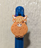 FAIRE - Puckator Ltd Pen Blonde Cow Body Highland Cow Multi Color Pen with Cow Charm (6 Colors)