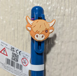 FAIRE - Puckator Ltd Pen Blonde Cow Face Highland Cow Multi Color Pen with Cow Charm (6 Colors)