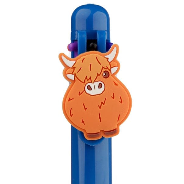 FAIRE - Puckator Ltd Pen Red Cow Body Highland Cow Multi Color Pen with Cow Charm (6 Colors)