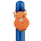 FAIRE - Puckator Ltd Pen Red Cow Body Highland Cow Multi Color Pen with Cow Charm (6 Colors)