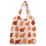 FAIRE - Puckator Ltd White Foldable Reusable Shopping Bag - Highland Coo Cow