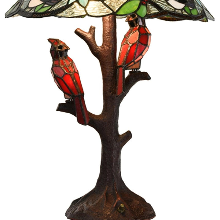 faire-river of goods Accent Lamp Cardinal Stained Glass Lamp Beautiful Piece!  Handmade