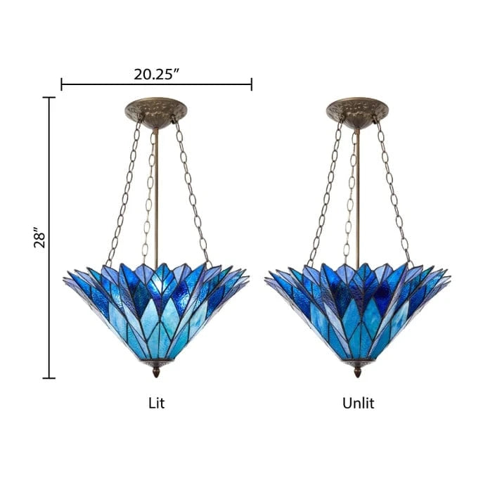 faire-river of goods Azura Brilliant Blue Tiffany Style Shade Pendant 3 Bulb Light-Stunning!