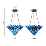 faire-river of goods Azura Brilliant Blue Tiffany Style Shade Pendant 3 Bulb Light-Stunning!