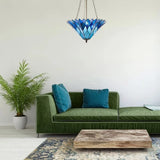 faire-river of goods Azura Brilliant Blue Tiffany Style Shade Pendant 3 Bulb Light-Stunning!