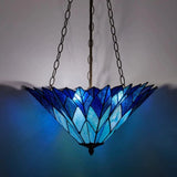 faire-river of goods Azura Brilliant Blue Tiffany Style Shade Pendant 3 Bulb Light-Stunning!