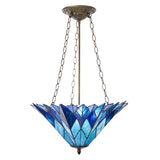 faire-river of goods Azura Brilliant Blue Tiffany Style Shade Pendant 3 Bulb Light-Stunning!