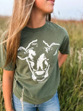 FAIRE Shirts & Tops Small Western Cow Moss Green Farm T-Shirt