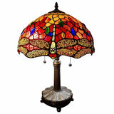 FAIRE Table Lamp 20" Stained Glass Two Light Dragonfly Accent Table Lamp