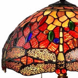 FAIRE Table Lamp 20" Stained Glass Two Light Dragonfly Accent Table Lamp