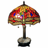 FAIRE Table Lamp 20" Stained Glass Two Light Dragonfly Accent Table Lamp