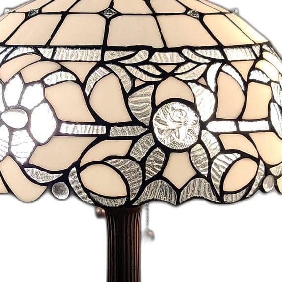 FAIRE Table Lamp 23" Stained Glass Two Light Jeweled Floral Accent Table Lamp