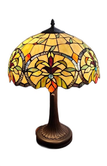 FAIRE Table Lamp 23" Stained Glass Two Light Jeweled Floral Table Lamp