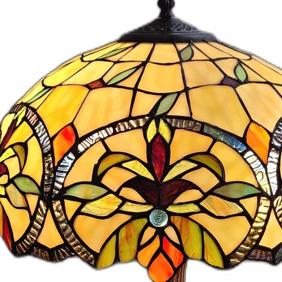 FAIRE Table Lamp 23" Stained Glass Two Light Jeweled Floral Table Lamp