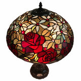 FAIRE Table Lamp 24" Stained Glass Two Light Jeweled Roses Accent Table Lamp