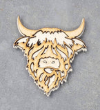 Faire: The Country Roost Highland Cow Magnet Handmade in the USA Wood look