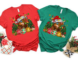 Faire: The Shirt Company cow tshirts Red / XS Highland Cow Christmas Holiday Tshirt-Made to Order