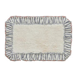 FAIRE - VHC Brands 20X30 Kaila Ruffled Ticking Cream and Blue Country Farmhouse Bathmat