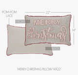 faire-vhc brands Christmas throw pillow Merry Christmas Farmhouse Striped Embroidered Throw Pillow