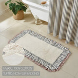 FAIRE - VHC Brands Kaila Ruffled Ticking Cream and Blue Country Farmhouse Bathmat